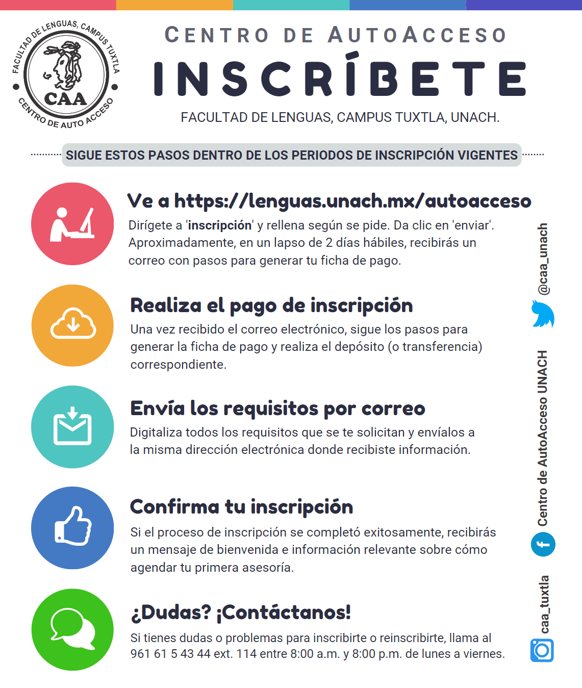 Pasos para inscribirse al CAA